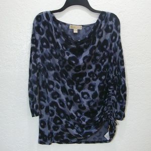 Michael KORS Animal Print Knit Top Ruched